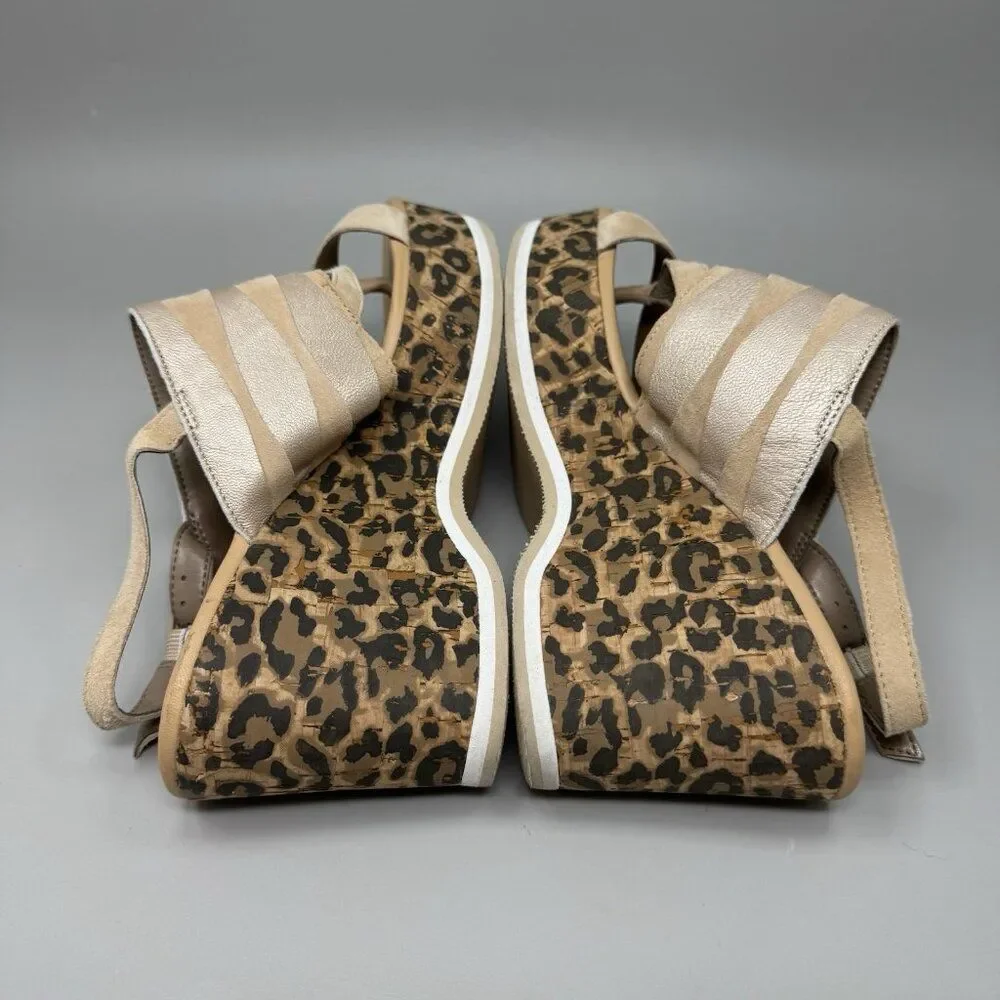 Donald Pliner Womens Valri Wedge Slides Sandals Leopard Print Cork Platform 9M